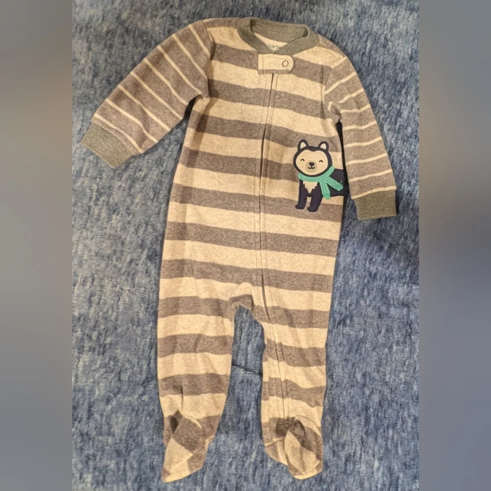Carter's 6M Striped Gray Kids One Piece Set